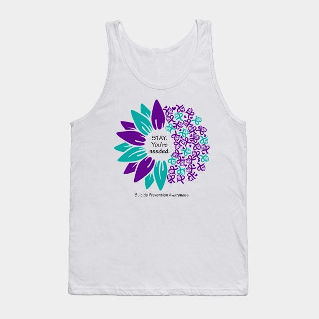 Suicide prevention: Stay flower, black type Tank Top by Just Winging It Designs